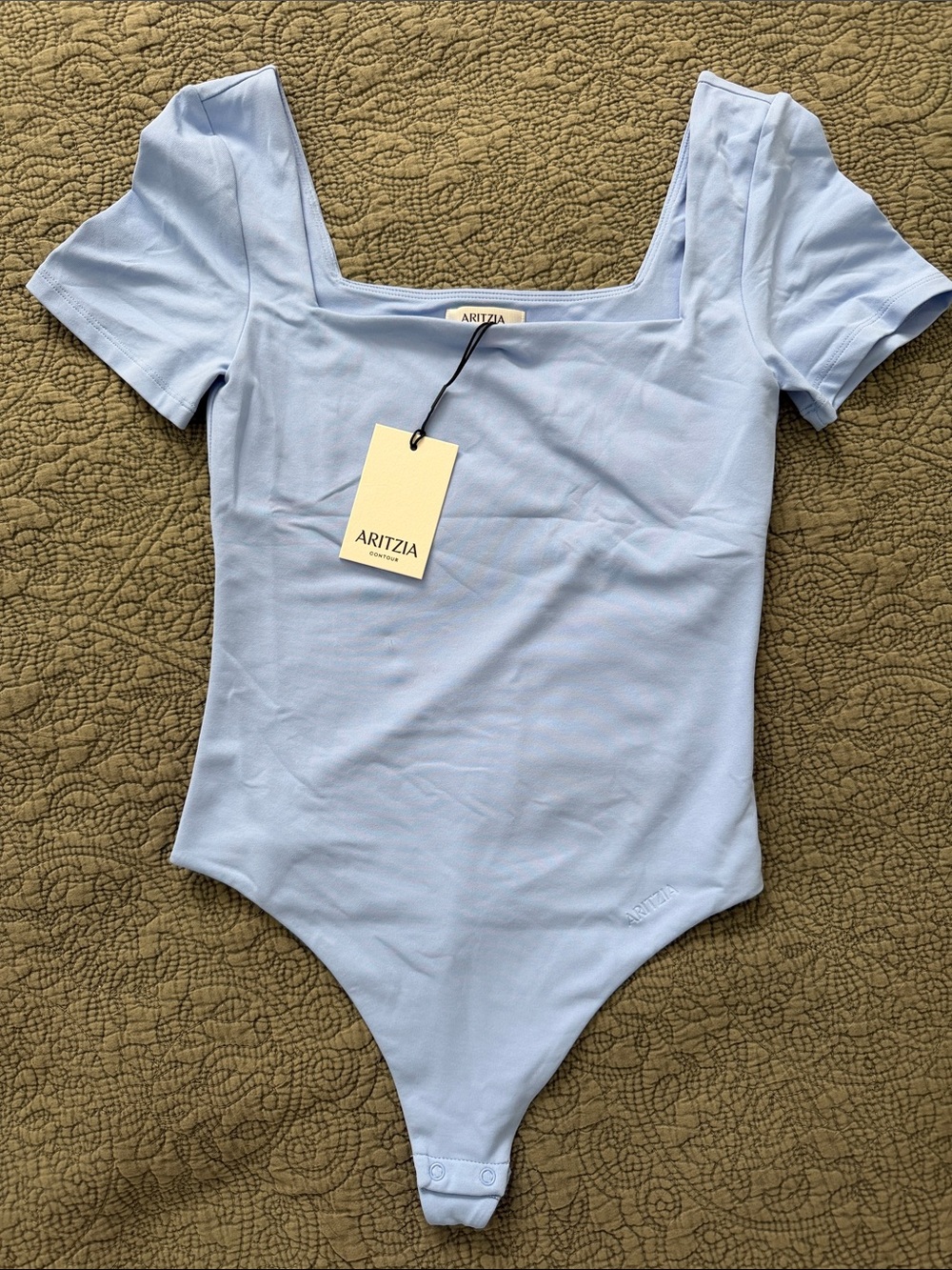 Aritzia Dayflower Blue Square Neck Short Sleeve One-Piece Size S